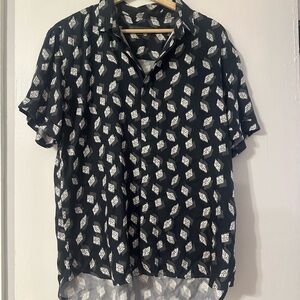 John Varvatos Black and White Geometric Men's Shirt